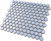 Vintage Sky Blue Hexagon Porcelain Wall Floor Mosaic Tile Polished for Kitchen Backsplash, Bathroom Shower, Accent décor